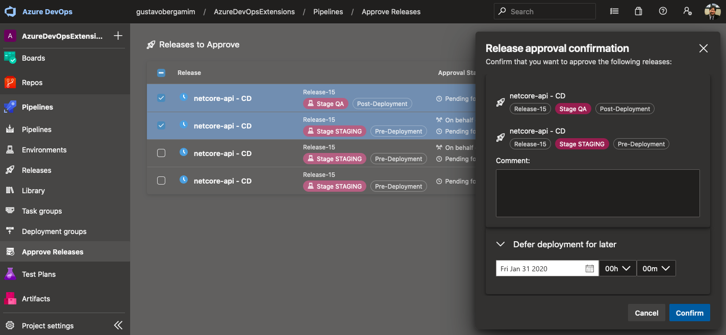 Release Approvals + SearchBar - Visual Studio Marketplace