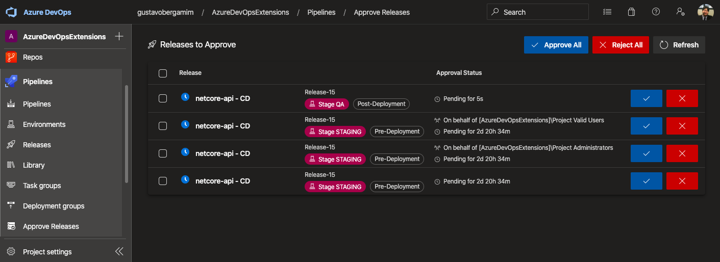 Release Approvals + SearchBar - Visual Studio Marketplace